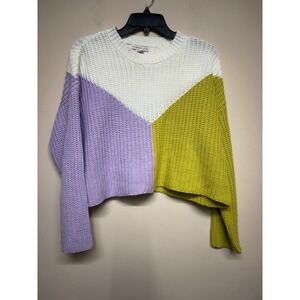Sincerely Jules Colorblock Crop Sweater Women's S Chunky Knit Top Preppy Spring